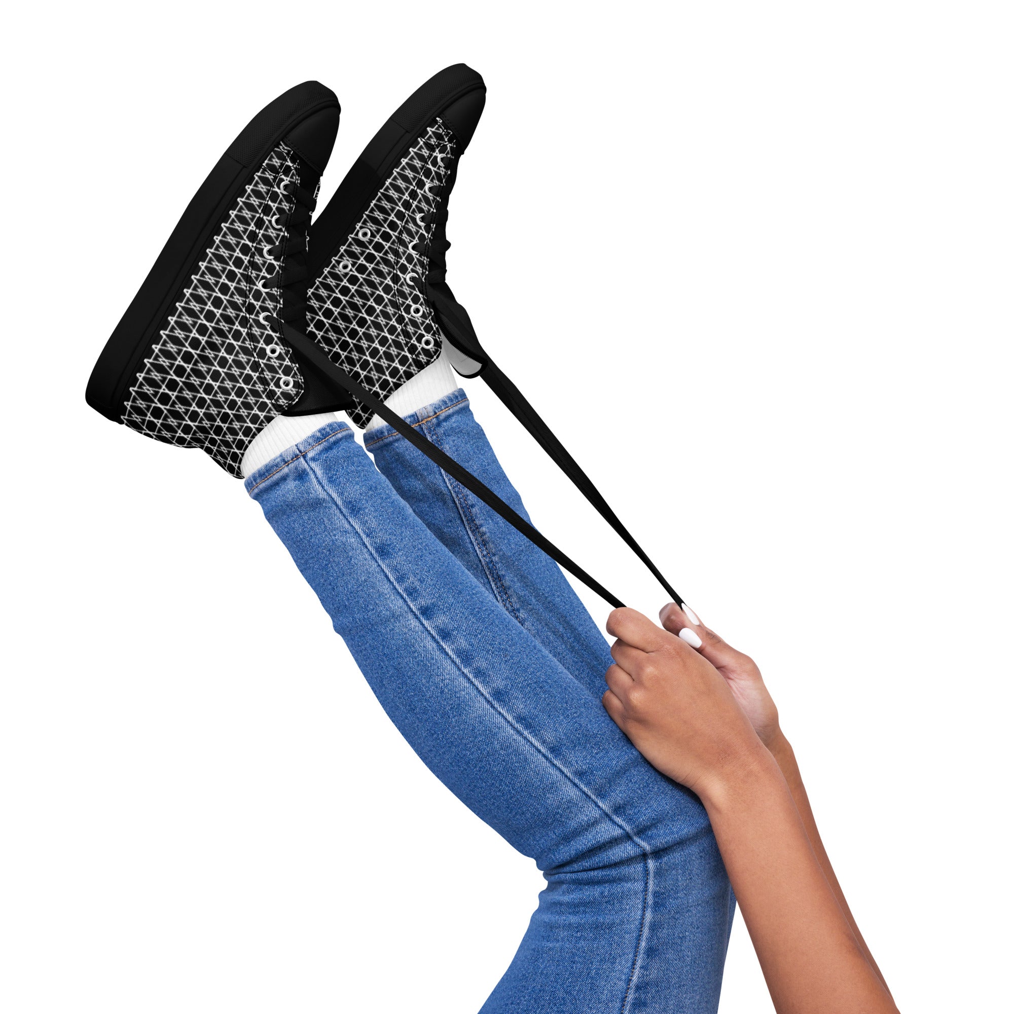 Aesthetic Clothing Company Diamond Weave Noir High Top Shoes