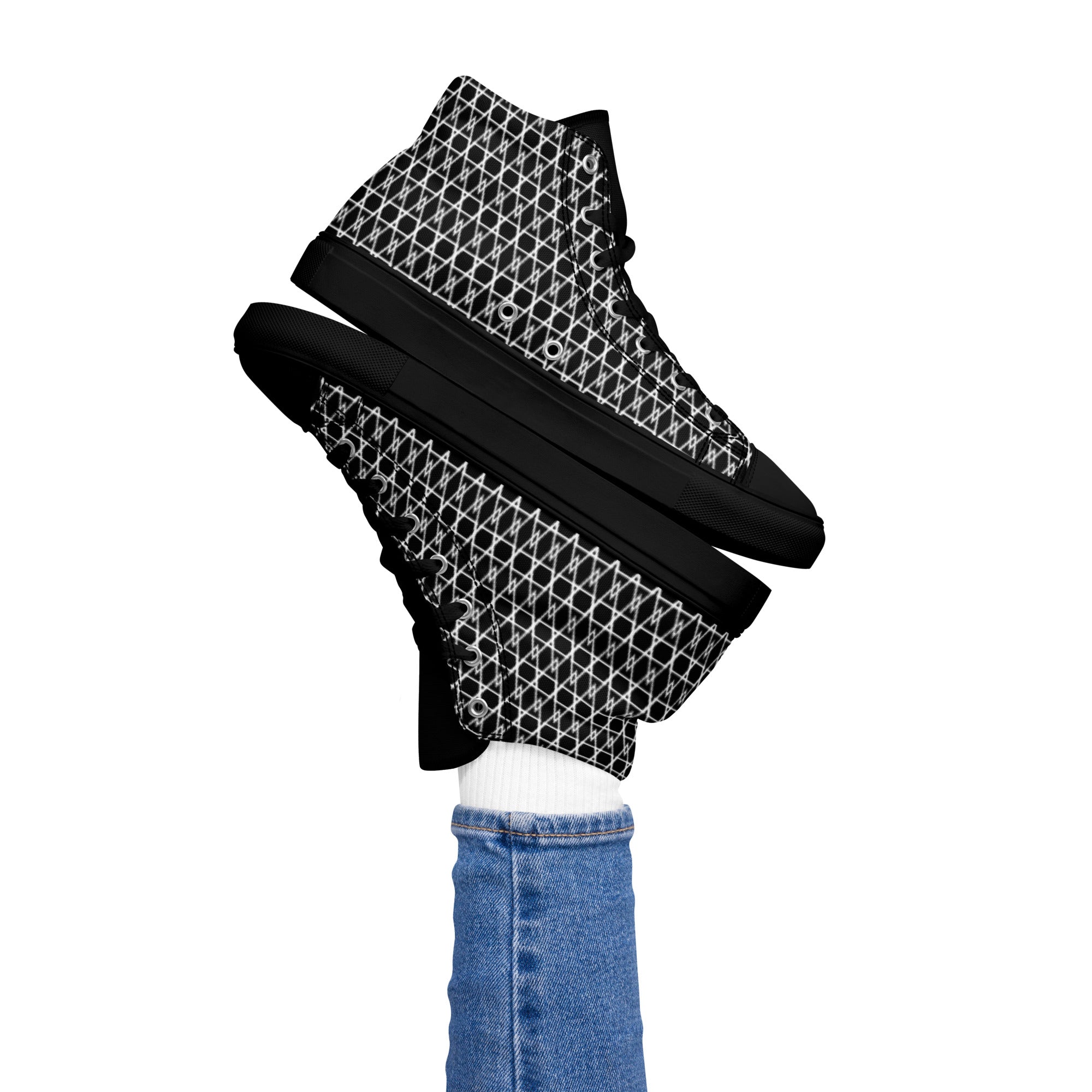 Aesthetic Clothing Company Diamond Weave Noir High Top Shoes